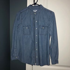dark wash button down